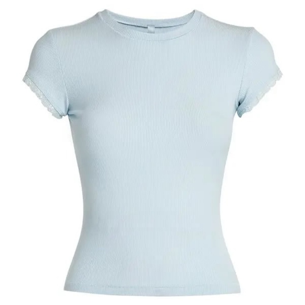 Light Blue Women's Ribbed Top